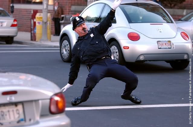 Dancing cop