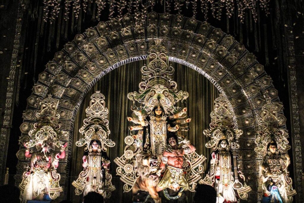 Durga Puja pandal with ek-chala idol, Durga Puja 2026