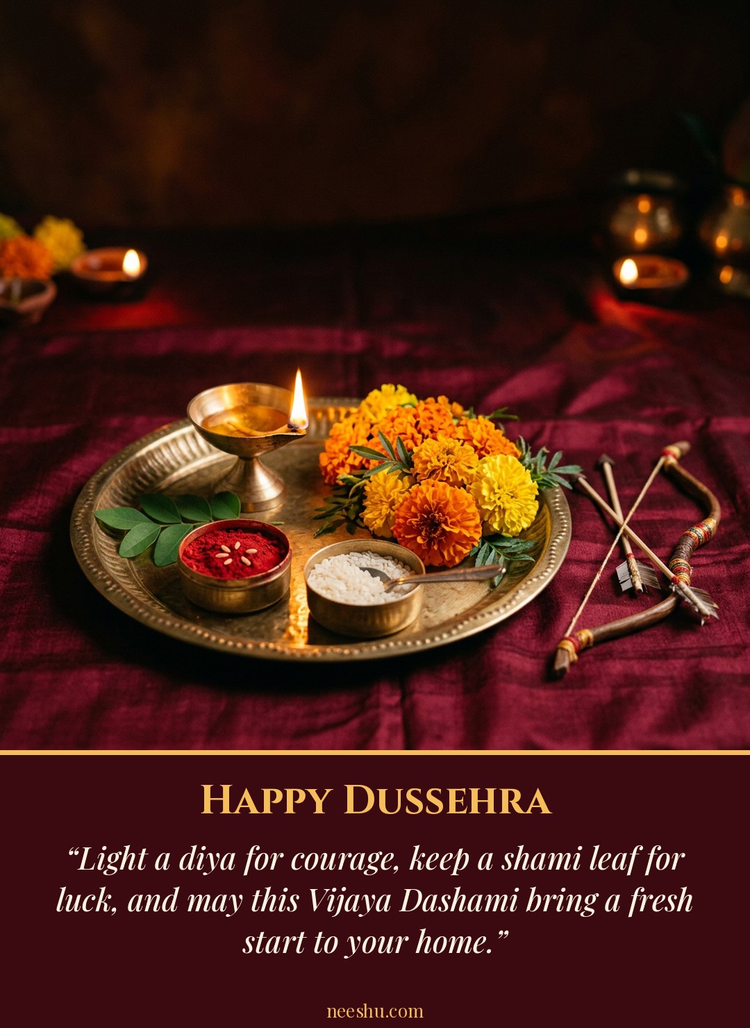 Happy Dussehra puja thali wishes image