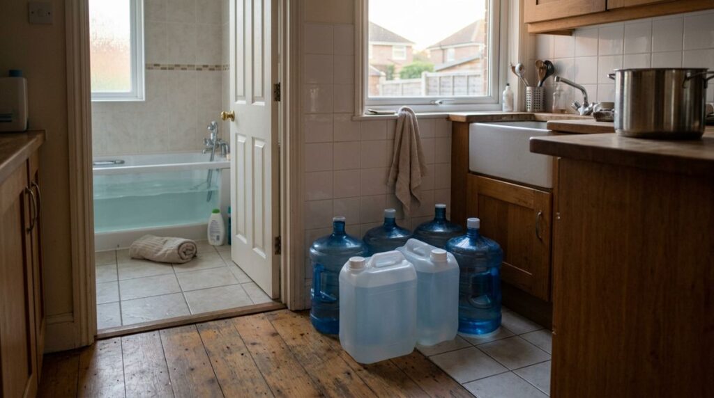 Storing drinking water and filling the bathtub before a power outage